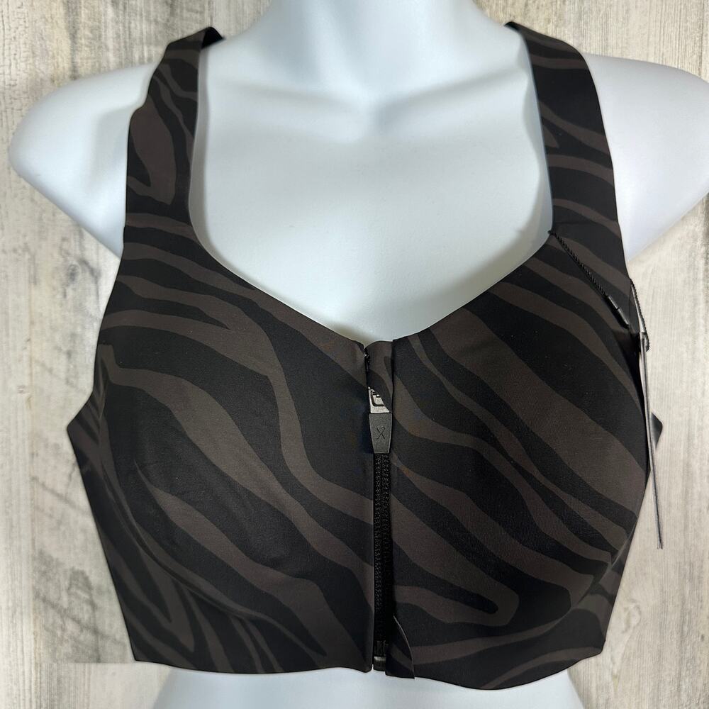 Knix Catalyst Zebra Sports Bra Sz 6 NWT MSRP $78 High Impact Zip Front